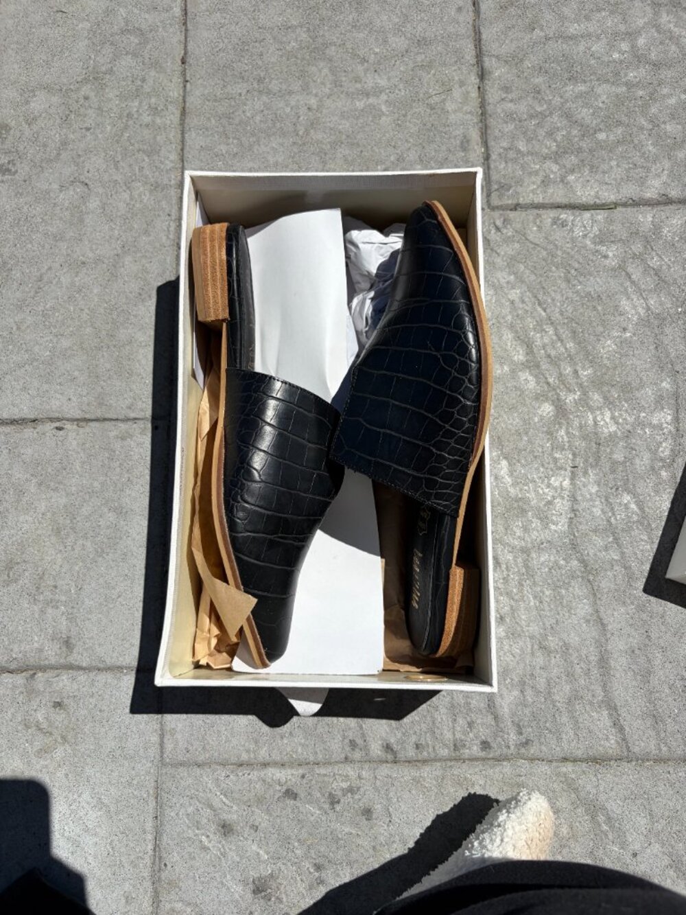Mi.iM Jaden Black Croc Embossed Leather Mules Slides Size 8 - Picture 4 of 6